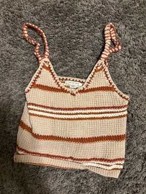 American Eagle Outfitters Beige & Rust Striped Knit Cami